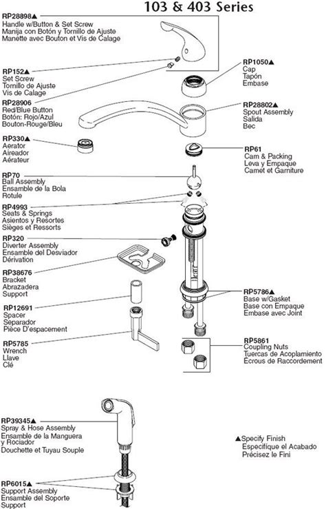 delta single handle kitchen faucet parts diagram